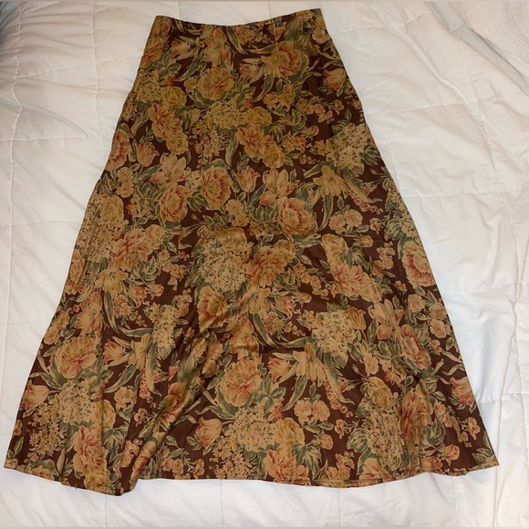 Lizsport Dresses & Skirts - Vintage Floral Brown Maxi Skirt LizSport Size 4